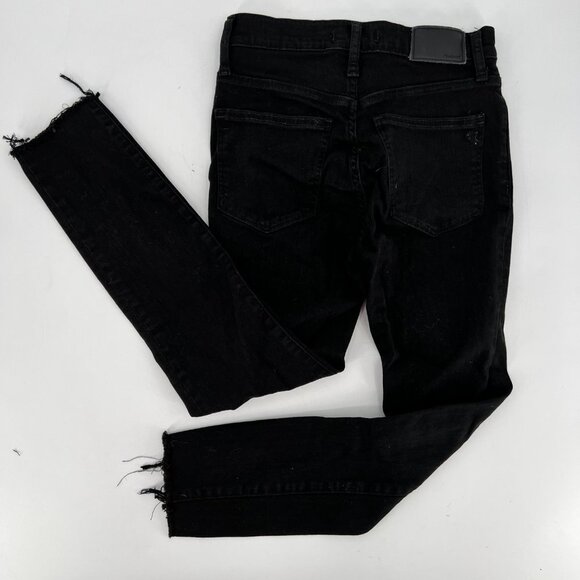 Madewell 9" Mid-Rise Skinny Jeans Black Raw Hem Exposed Button Fly Size 25 - Picture 3 of 8